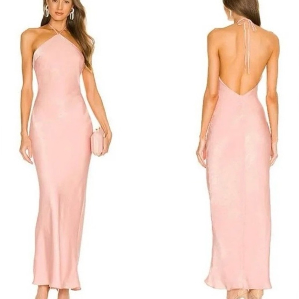 Michael Costello x REVOLVE Blush Backless Halter Dress (NWT)